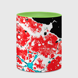 Кружка 3D Сине красная абстракция на чёрном фоне, цвет: 3D-белый + светло-зеленый — фото 2