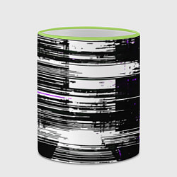 Кружка 3D Горизонтальные чёрные линии на бело-фиолетовом фон, цвет: 3D-светло-зеленый кант — фото 2
