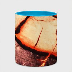 Кружка 3D Трещины на абстрактном красном фоне, цвет: 3D-белый + небесно-голубой — фото 2