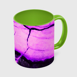 Кружка цветная Трещины на абстрактном фиолетовом фоне