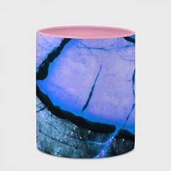 Кружка 3D Трещины на абстрактном синем фоне, цвет: 3D-белый + розовый — фото 2