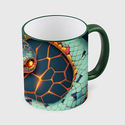 Кружка 3D Snake cyberpunk style, цвет: 3D-зеленый кант