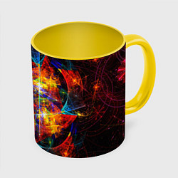 Кружка 3D Оптический дым текстура, цвет: 3D-белый + желтый