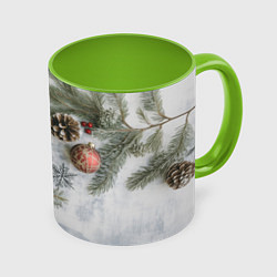 Кружка цветная Новогодние ветки