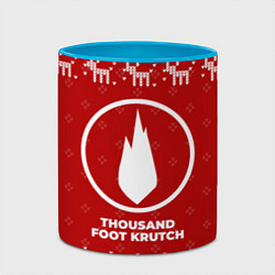Кружка 3D Новогодний Thousand Foot Krutch с оленями, цвет: 3D-белый + небесно-голубой — фото 2