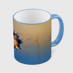 Кружка цветная Выглядывающий котенок