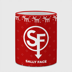 Кружка 3D Новогодний Sally Face с оленями, цвет: 3D-красный кант — фото 2