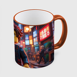 Кружка 3D Роблокс вечерние огни, цвет: 3D-оранжевый кант