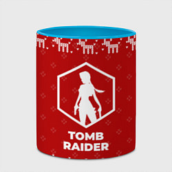 Кружка 3D Новогодний Tomb Raider с оленями, цвет: 3D-белый + небесно-голубой — фото 2