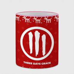 Кружка 3D Новогодний Three Days Grace с оленями, цвет: 3D-розовый кант — фото 2