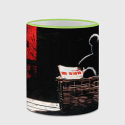 Кружка 3D Медведь на корзине - нейросеть, цвет: 3D-светло-зеленый кант — фото 2