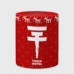 Кружка 3D Новогодний Tokio Hotel с оленями, цвет: 3D-белый + красный — фото 2