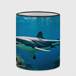 Кружка 3D Акула в открытом море, цвет: 3D-черный кант — фото 2