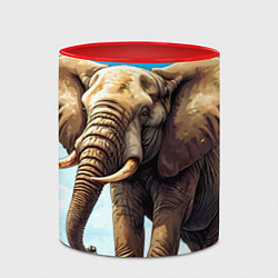 Кружка 3D Огромный слон, цвет: 3D-белый + красный — фото 2
