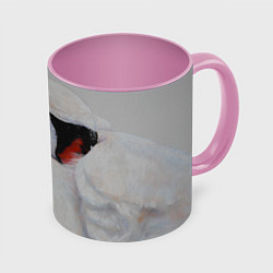 Кружка 3D Белый лебедь спит, цвет: 3D-белый + розовый