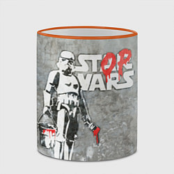 Кружка 3D Banksy - stop wars, цвет: 3D-оранжевый кант — фото 2