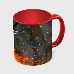 Кружка 3D Дятел в огне, цвет: 3D-белый + красный