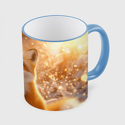 Кружка цветная Рыжая лисичка в снежном лесу