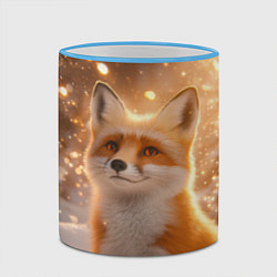 Кружка 3D Рыжая лисичка в снежном лесу, цвет: 3D-небесно-голубой кант — фото 2