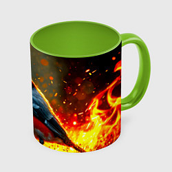Кружка цветная Снегирь в огне