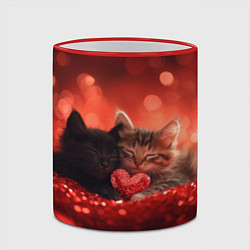 Кружка 3D Влюбленные котята с сердечком, цвет: 3D-красный кант — фото 2