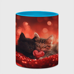 Кружка 3D Влюбленные котята с сердечком, цвет: 3D-белый + небесно-голубой — фото 2