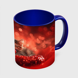 Кружка цветная Влюбленные котята с сердечком