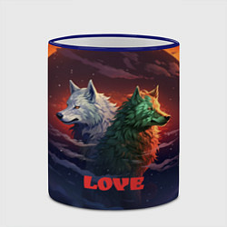 Кружка 3D Любовь - волк и волчица, цвет: 3D-синий кант — фото 2
