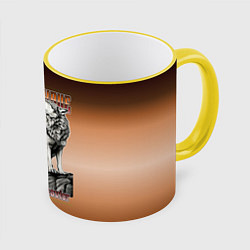 Кружка цветная Волки с надписью