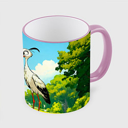 Кружка 3D Аист в лесу, цвет: 3D-розовый кант