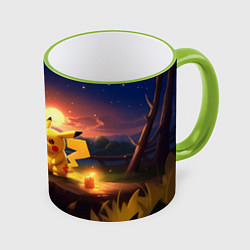 Кружка 3D Пикачу - день святого Валентина, цвет: 3D-светло-зеленый кант