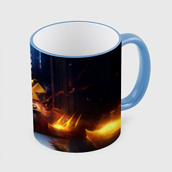 Кружка 3D Пикачу на диджейской стойке, цвет: 3D-небесно-голубой кант