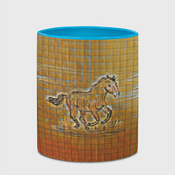 Кружка 3D Конь на тетрадном листе, цвет: 3D-белый + небесно-голубой — фото 2
