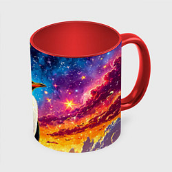 Кружка цветная Пингвин в космосе