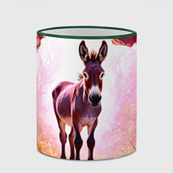 Кружка 3D Осел в розовом свете, цвет: 3D-зеленый кант — фото 2