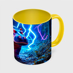 Кружка цветная Бегемот в разрядах молний