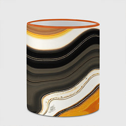 Кружка 3D Волнистые чёрно-жёлтые полосы на белом фоне, цвет: 3D-оранжевый кант — фото 2