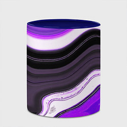 Кружка 3D Волнистые горизонтальные чёрно-фиолетовые полосы н, цвет: 3D-белый + синий — фото 2