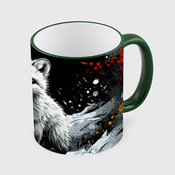 Кружка цветная Песец на черном
