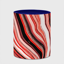 Кружка 3D Волнистые вертикальные чёрно-красные полосы, цвет: 3D-белый + синий — фото 2