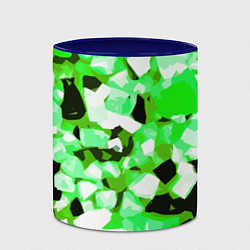 Кружка 3D Green and white abstraction on a black background, цвет: 3D-белый + синий — фото 2