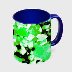 Кружка цветная Green and white abstraction on a black background