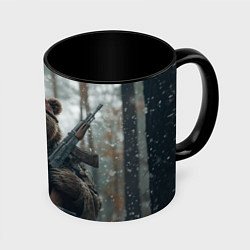 Кружка 3D Советский медведь с автоматами, цвет: 3D-белый + черный