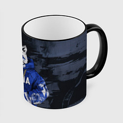 Кружка 3D Русский волк с автоматом, цвет: 3D-черный кант