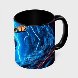 Кружка 3D Лось и молния, цвет: 3D-белый + черный