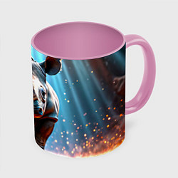 Кружка 3D Носорог в лучах, цвет: 3D-белый + розовый