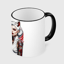 Кружка цветная Белая лиса