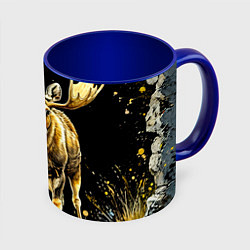 Кружка цветная Лось на черном