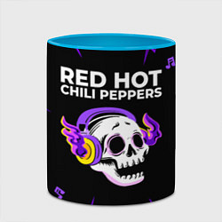 Кружка 3D Red Hot Chili Peppers неоновый череп, цвет: 3D-белый + небесно-голубой — фото 2