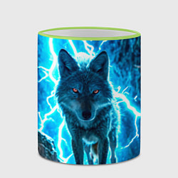 Кружка 3D Волк в разрядах молнии, цвет: 3D-светло-зеленый кант — фото 2